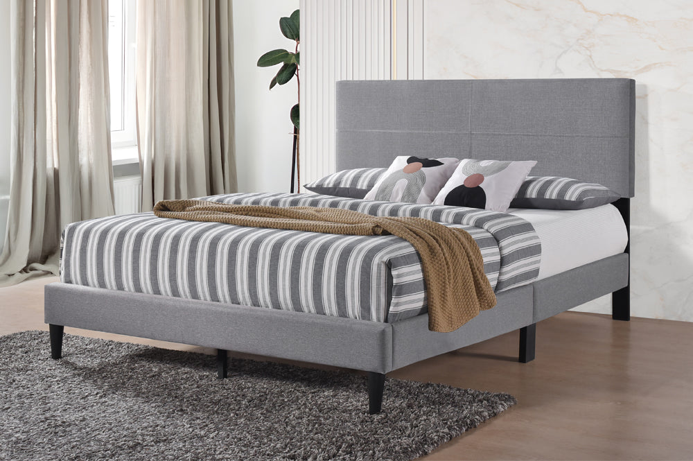Modern Adjustable Platform Bed Frame – Black Leatherette or Grey Linen (M-2105)