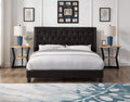 Premium Tufted Platform Bed with Nailhead Trim – Black Velvet or Grey Linen (T-2109)