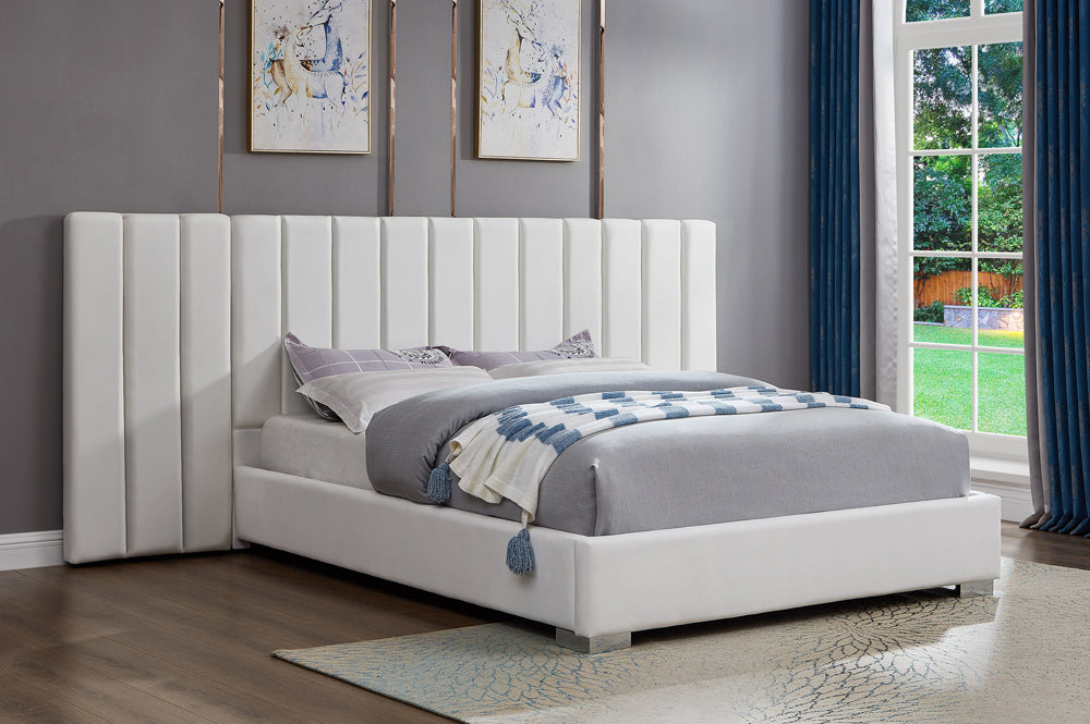 Premium Velvet Platform Bed with Extended Headboard (T-2379)