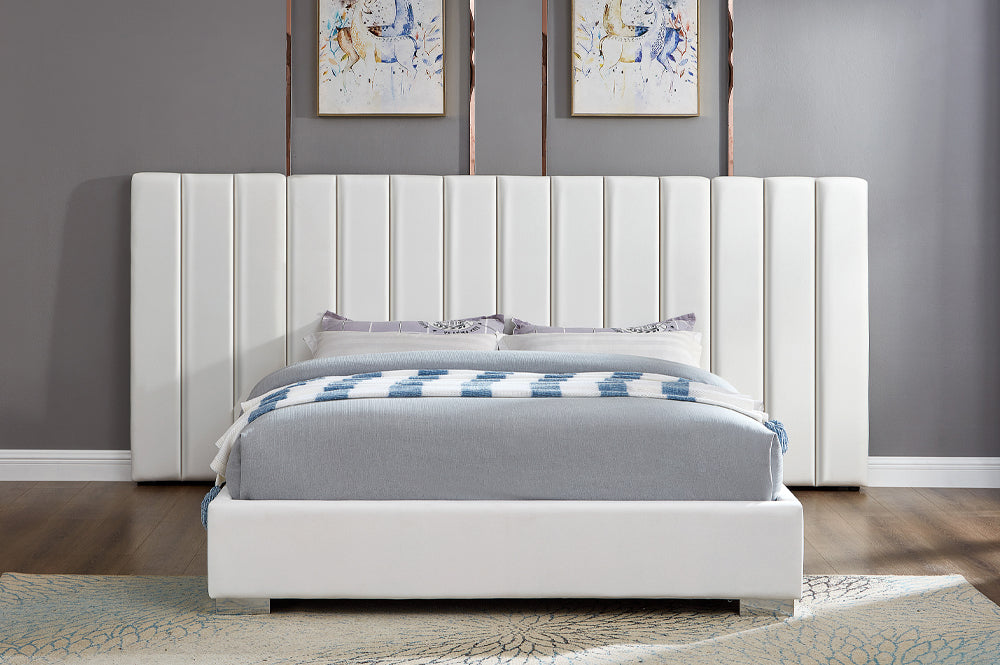 Premium Velvet Platform Bed with Extended Headboard (T-2379)
