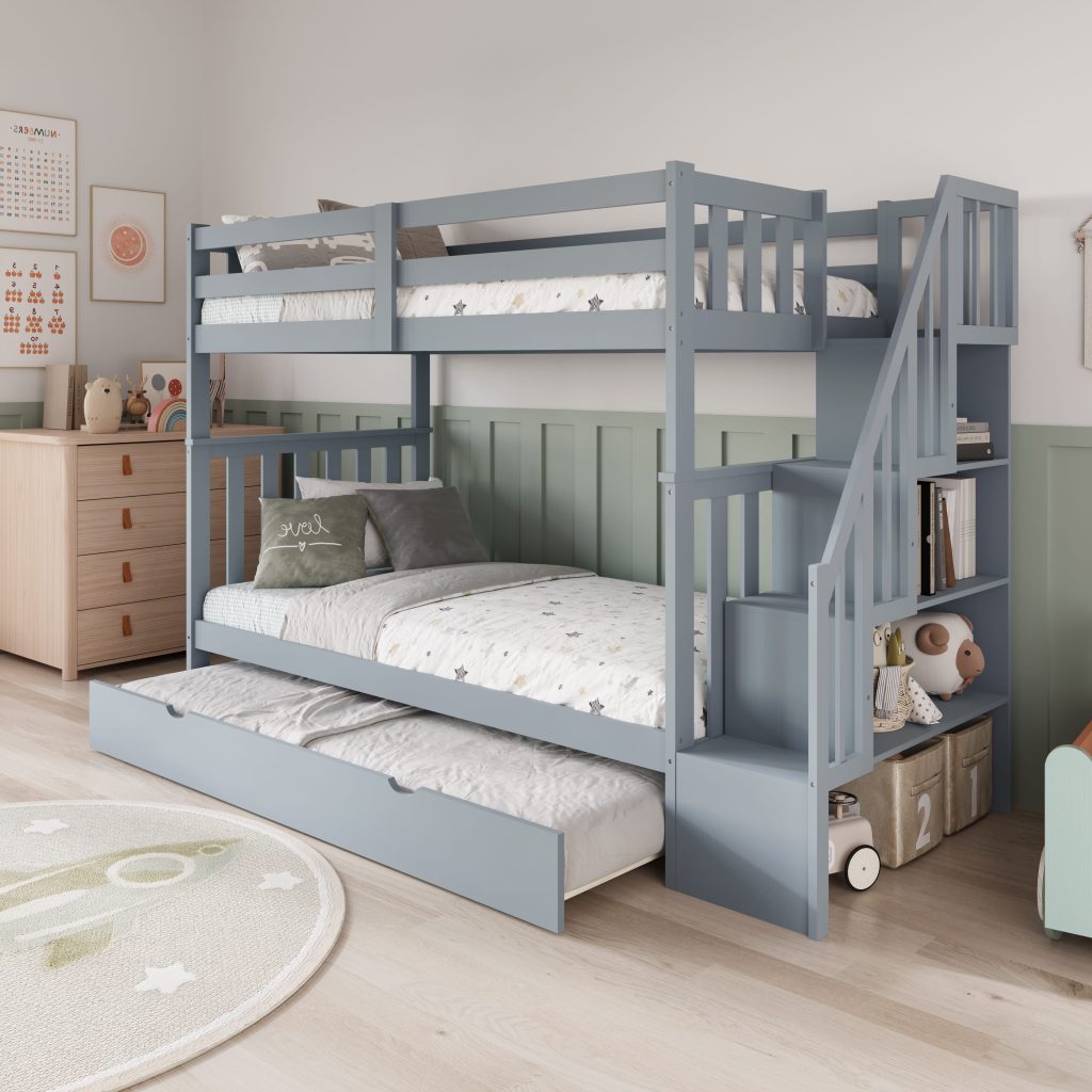 Premium Modern Bunk Bed – Space-Saving Design T-2594