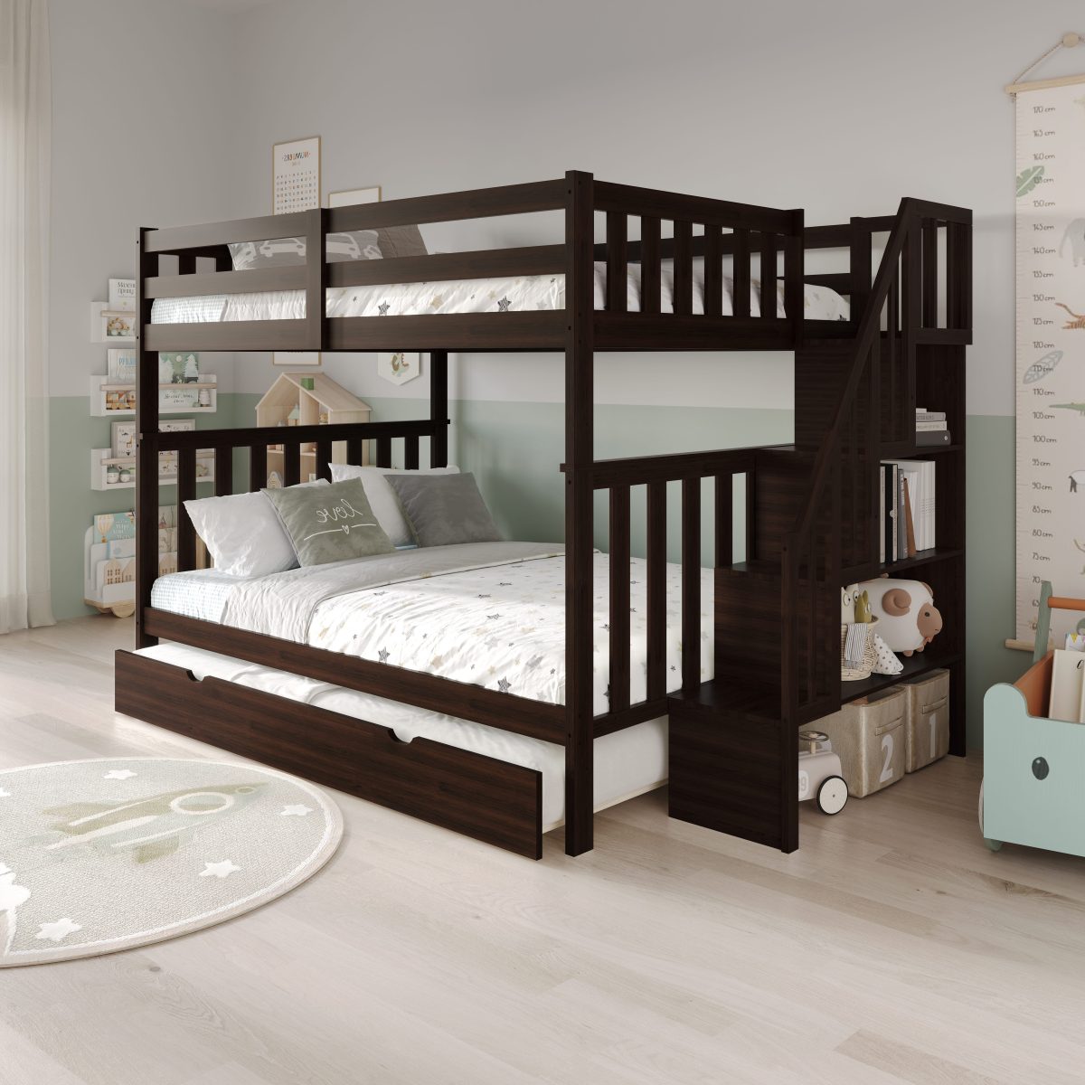 Contemporary Bunk Bed Frame for Shared Rooms T-2595
