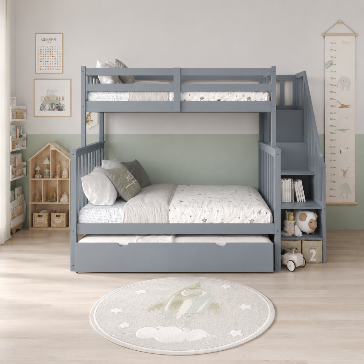 Premium Modern Bunk Bed – Space-Saving Design T-2594
