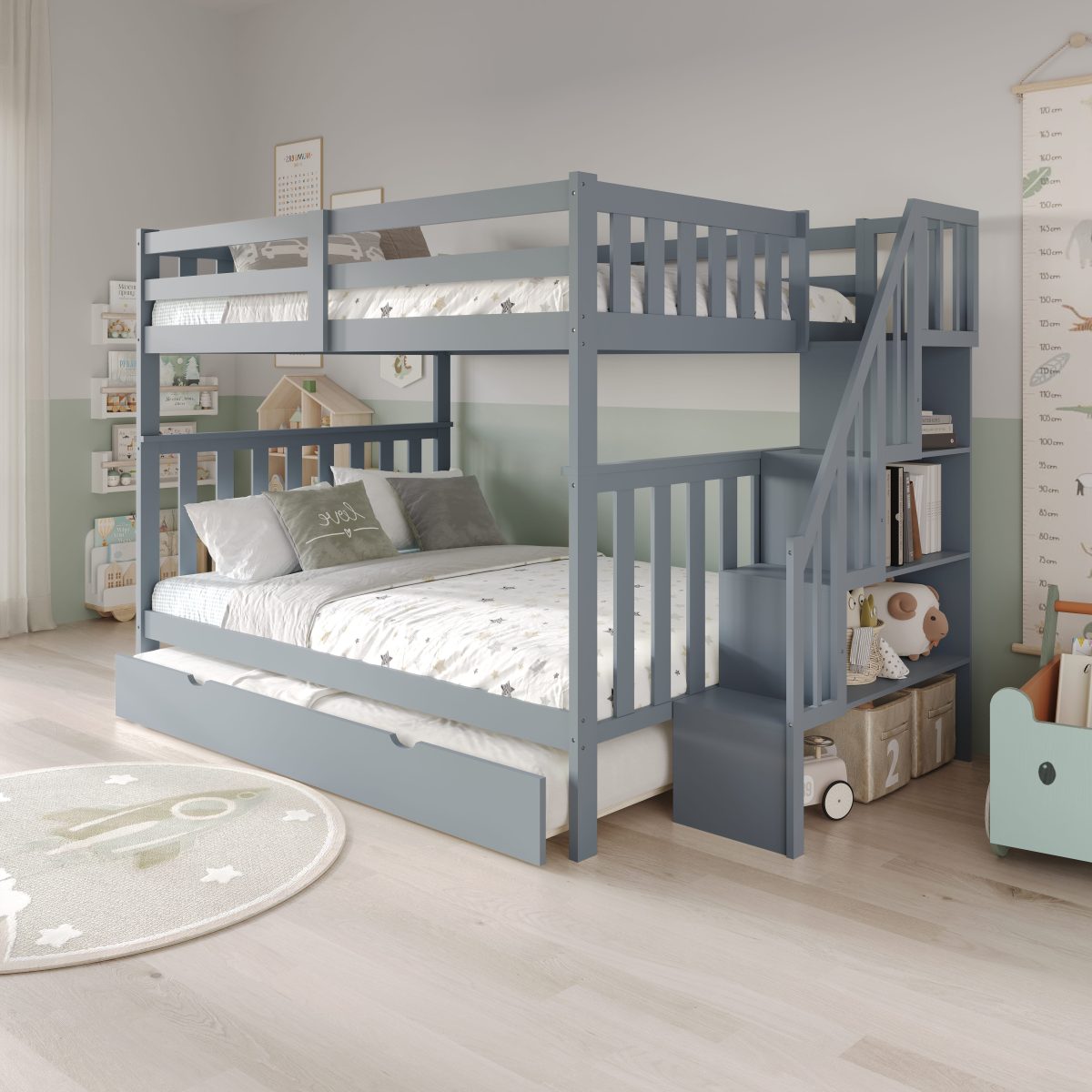 Contemporary Bunk Bed Frame for Shared Rooms T-2595